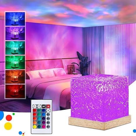 Ocean Glow Night Lamp with Remote 🌊✨| Northern Lights for Room, Lobby, Bathroom