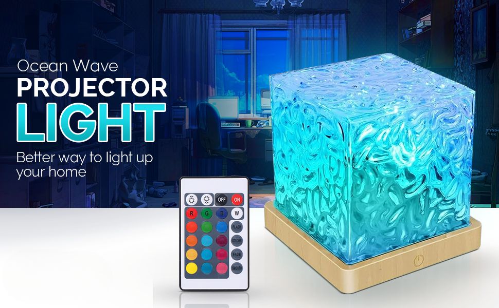 Ocean Glow Night Lamp with Remote 🌊✨| Northern Lights for Room, Lobby, Bathroom