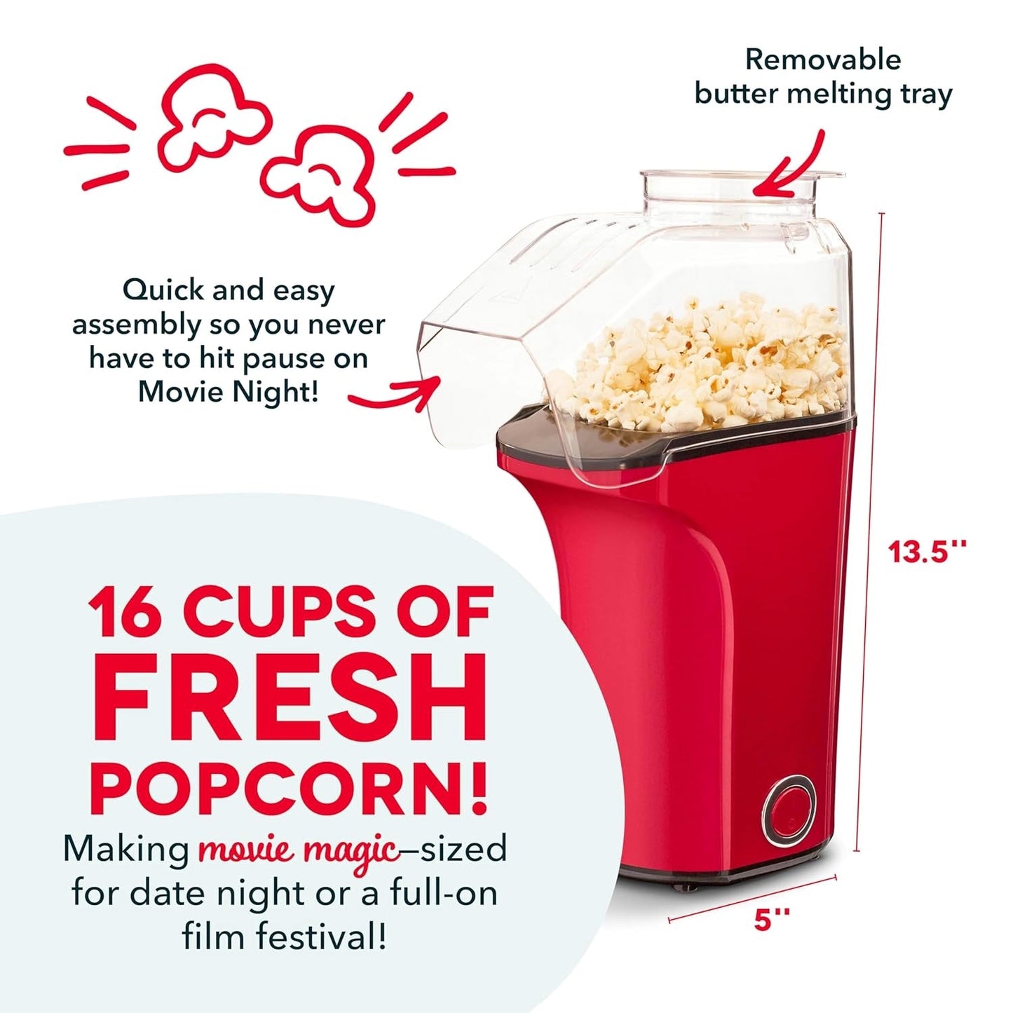 PopEase™ – Compact Hot Air Popcorn Maker for Oil-Free Snacking 🍿