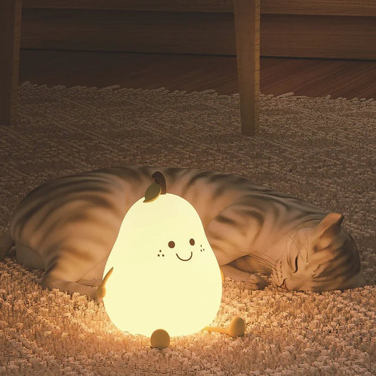 🍐Silicone Pear Lamp ✨ Soft, Rechargeable, and Touch-Controlled Night Light