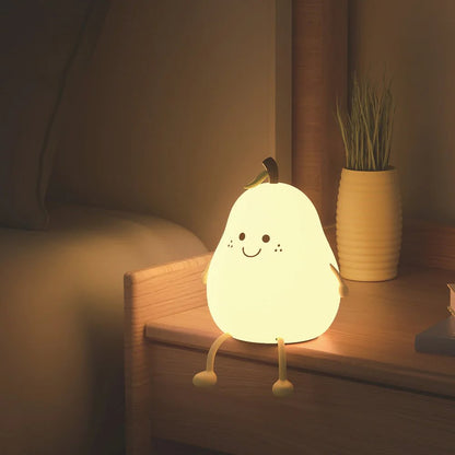 🍐Silicone Pear Lamp ✨ Soft, Rechargeable, and Touch-Controlled Night Light