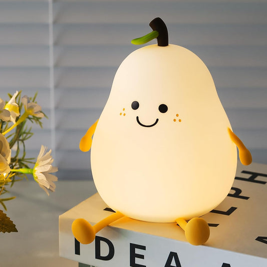 🍐Silicone Pear Lamp ✨ Soft, Rechargeable, and Touch-Controlled Night Light