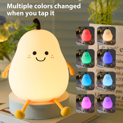 🍐Silicone Pear Lamp ✨ Soft, Rechargeable, and Touch-Controlled Night Light