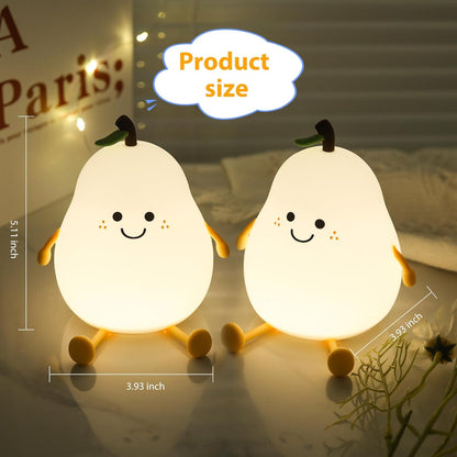 🍐Silicone Pear Lamp ✨ Soft, Rechargeable, and Touch-Controlled Night Light