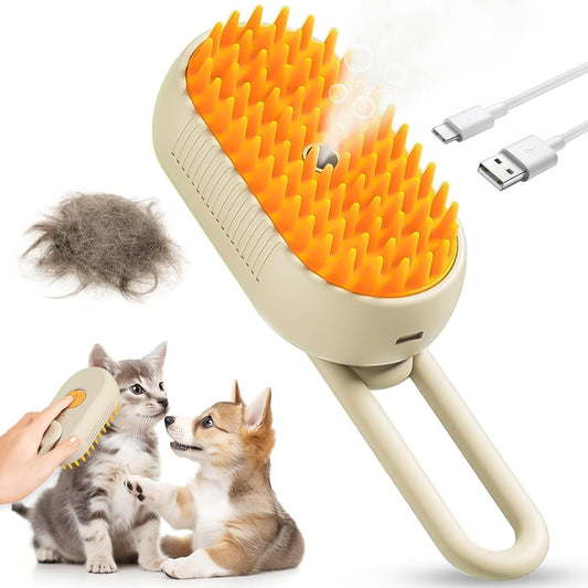 Steam Brush for Pet Hair Grooming, Perfect for Both Cats & Dogs 🐶🐱