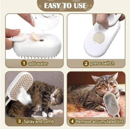 Steam Brush for Pet Hair Grooming, Perfect for Both Cats & Dogs 🐶🐱