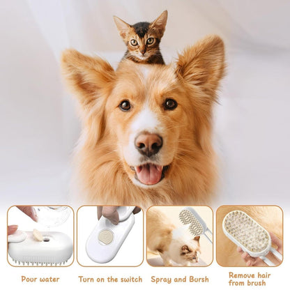 Steam Brush for Pet Hair Grooming, Perfect for Both Cats & Dogs 🐶🐱